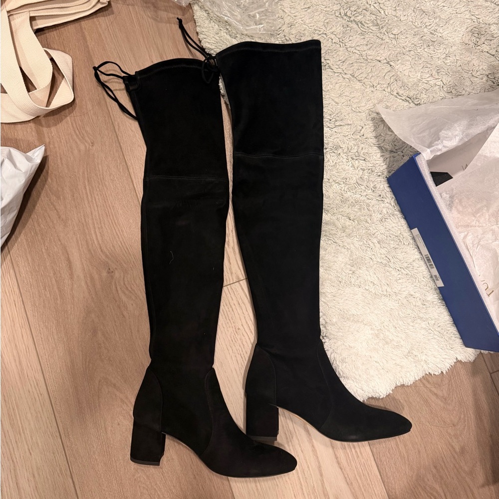 Stuart Weitzman Ariana 60 City Boot Black Suede